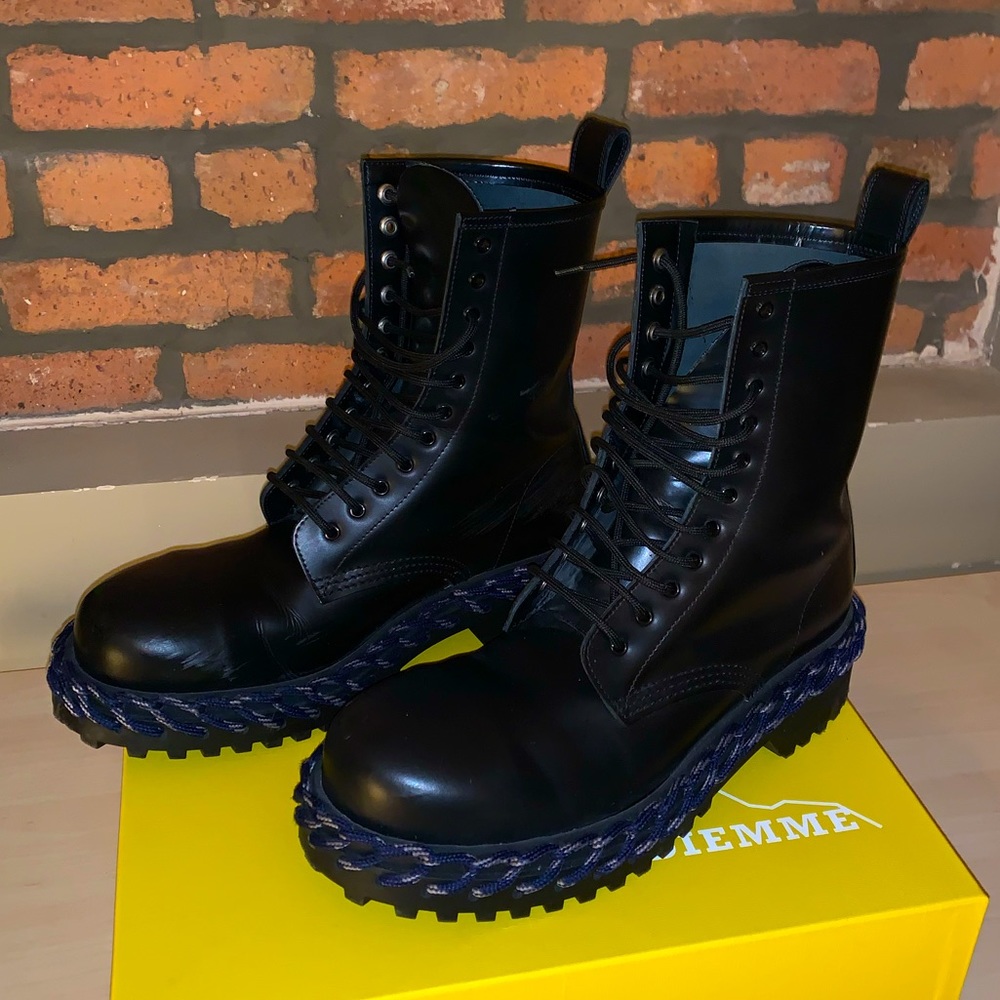 Balenciaga combat boots with whipstitch detail